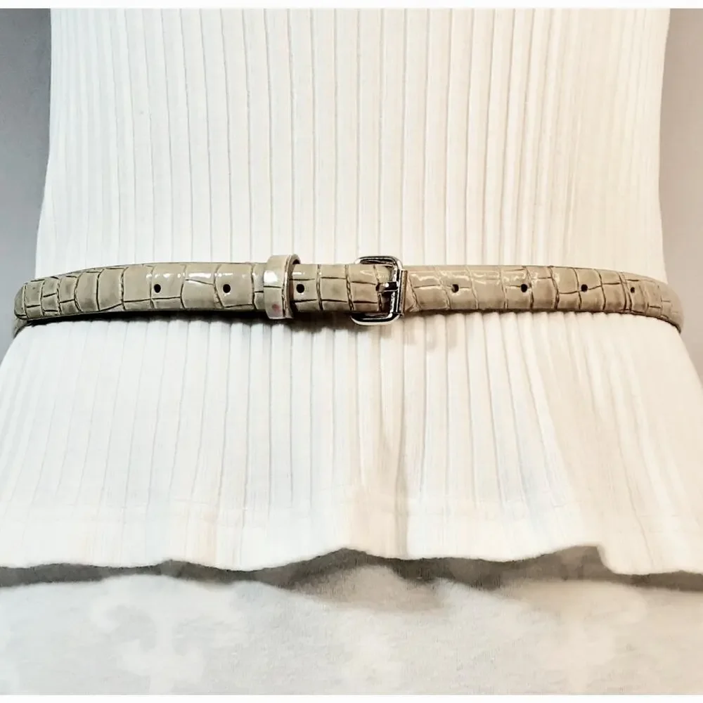 💎Ann Taylor Natural Tan Reptile Print Skinny Belt Size Small Medium